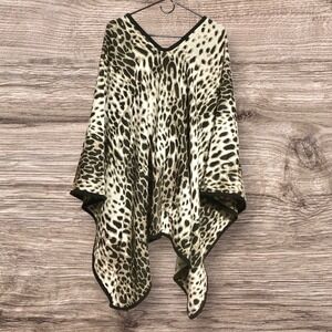 Marc New York Leopard Print Poncho One Size Acrylic Polyester